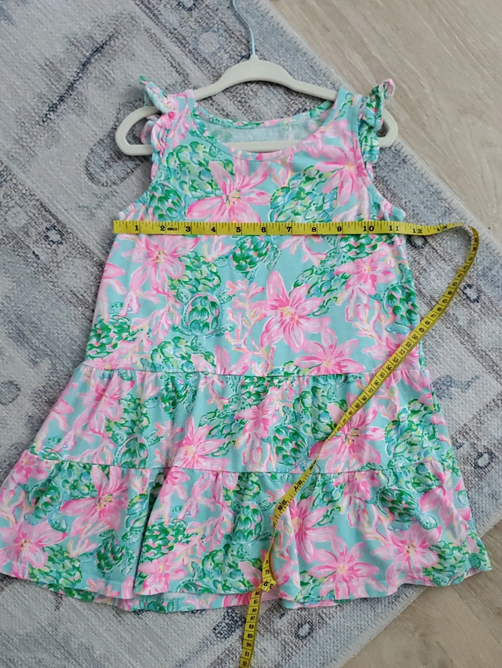 Lilly Pulitzer Girls Mini Brynn Dress Pink Green Aqua Floral SzS (4-5)